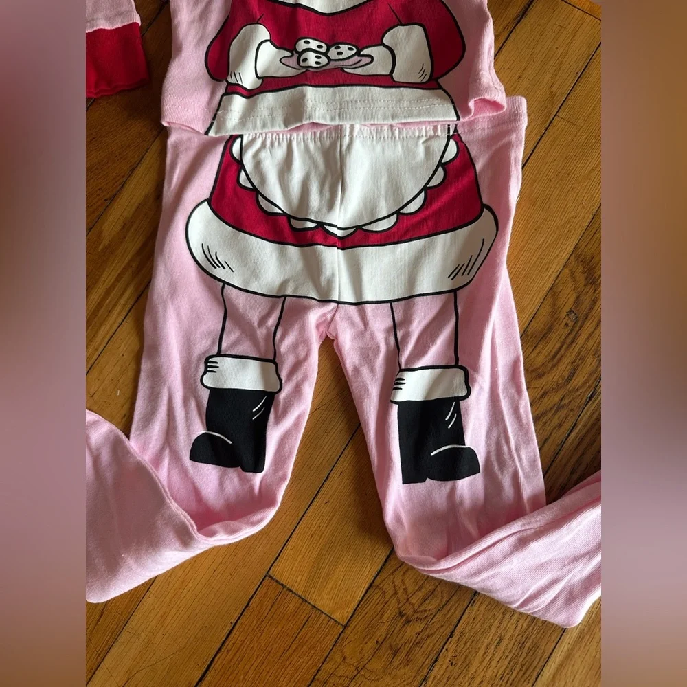 Carter's Girl’s 3T Pink Mrs. Claus w. Cookies Kids 2-Piece ChristmasPajama Set.